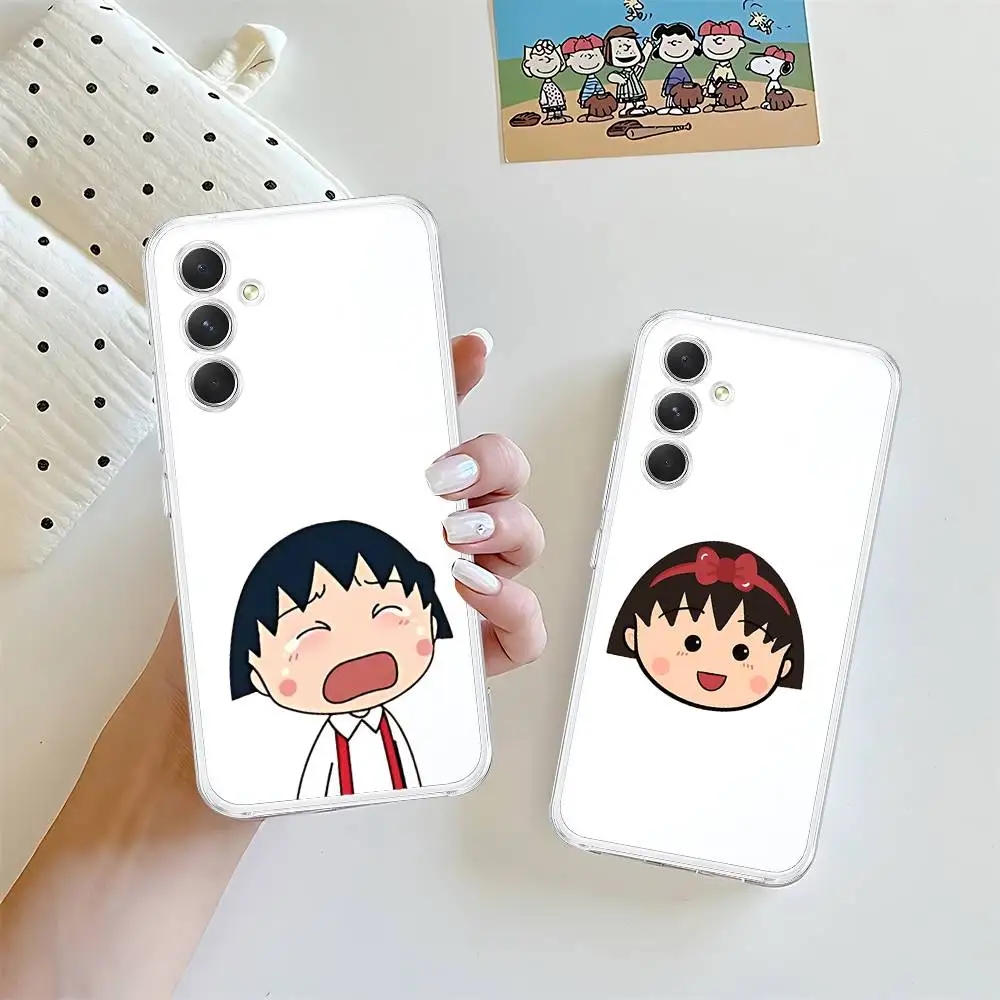 Cartoon Cute C-Chibi Maruko-chan Phone Case For Samsung Galaxy S21 S22 S23 S24 S25ULTRA FE Ultra Plus5G A52S Transparent Cover
