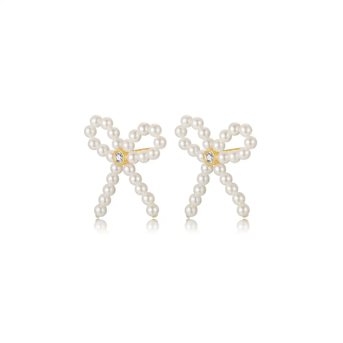 

AB/Zircon with imitation pearl bow shape design sweet fashion women's earrings.