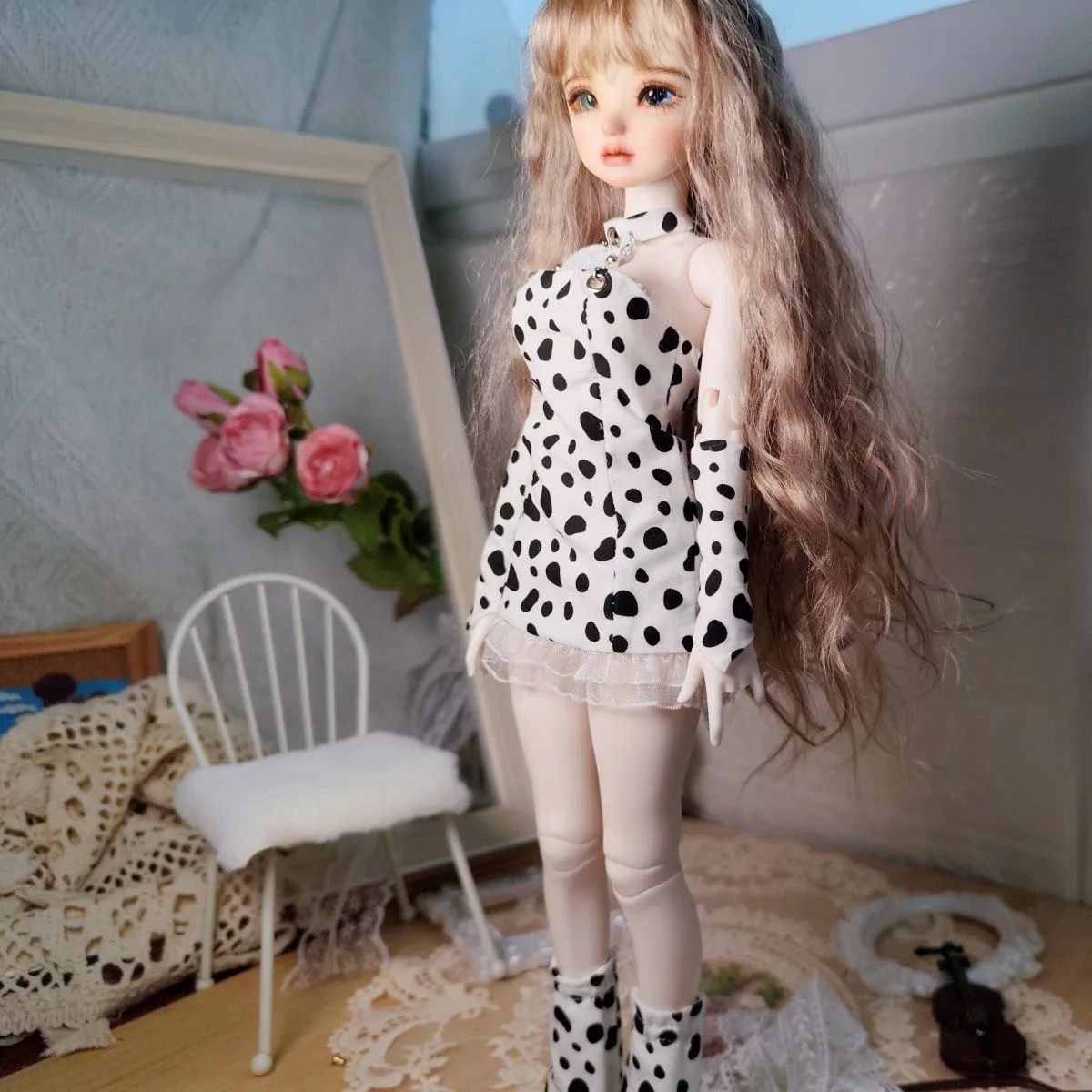 1/4 1/5 1/6 BJD Doll Clothes, Dotted Zebra Skirt, Handmade Set Girl Outfit