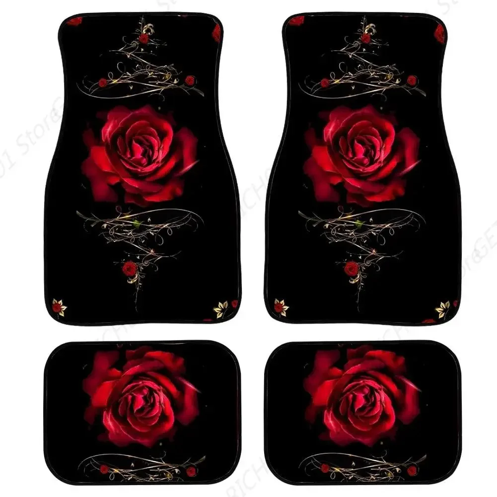 

Alfombrilla элегантный con estampado rosas rojas para coche, alfombras antislizantes goma, cojín para tipo clima, alfombri