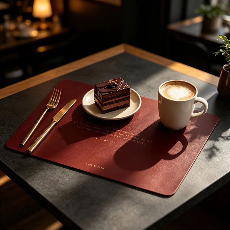 4pcs/8pcs/12pcs Luxury Leather Rectangular Placemat with Water Repellent Heat‑Insulated for Restaurant Wedding Table Setting