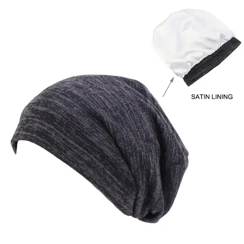 Satin Lining Bonnet Caps For Women Men Cotton Soft Stretch Baggy Hat Knit Beanies Sleeping Hat Silk Night Cap Skullies Headwrap - Image 4