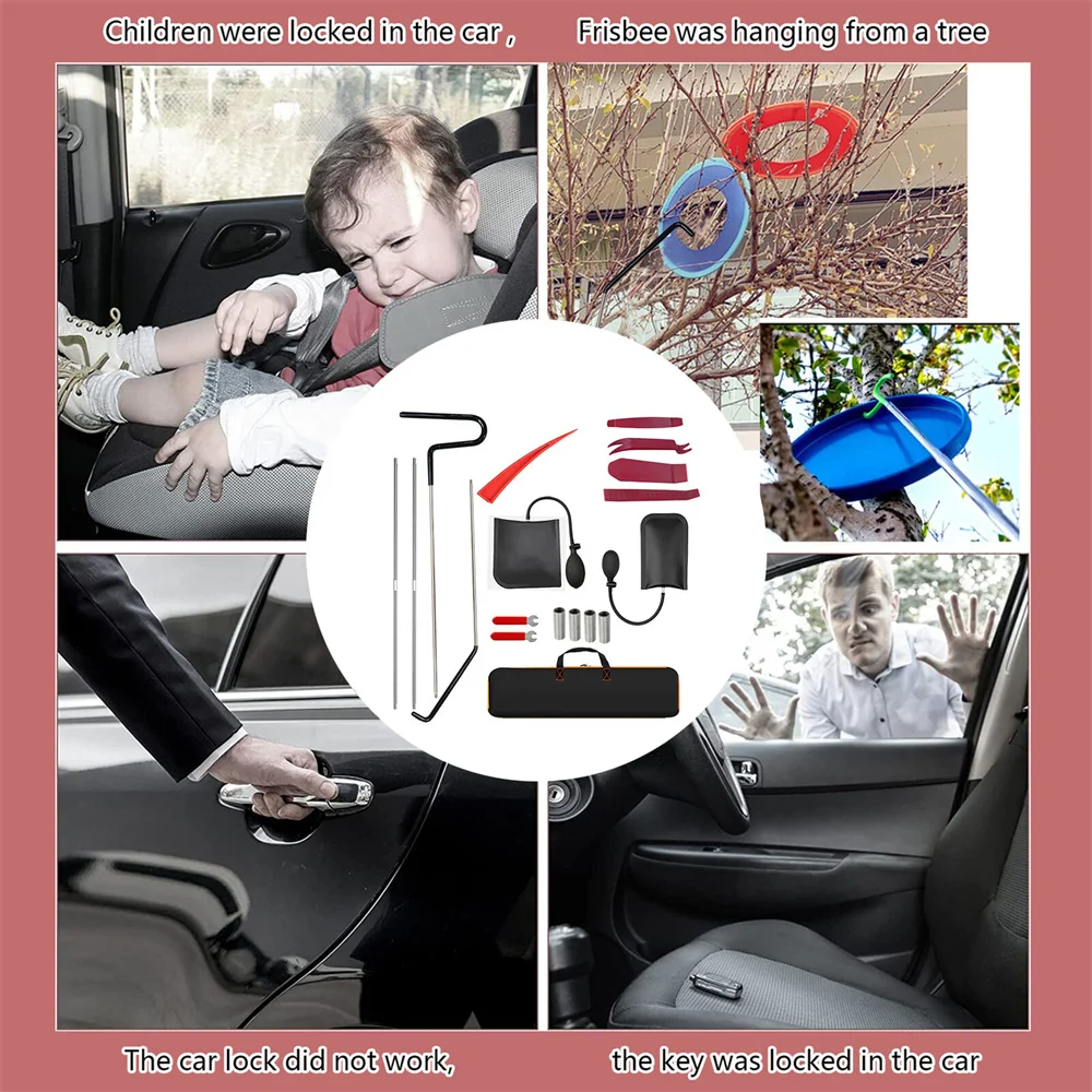 Auto Wedge Pump Locksmith Thickened Door Repair Air Cushion Emergency Car Open Unlock Tool Kit With Long Reach Grabber