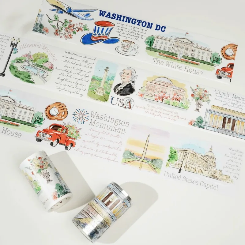 Amazing Beijing Rome City Travel Diary Die Cut PET Washi Tapes Craft Supplies DIY Scrapbooking Card Making Decor Plan Sticker