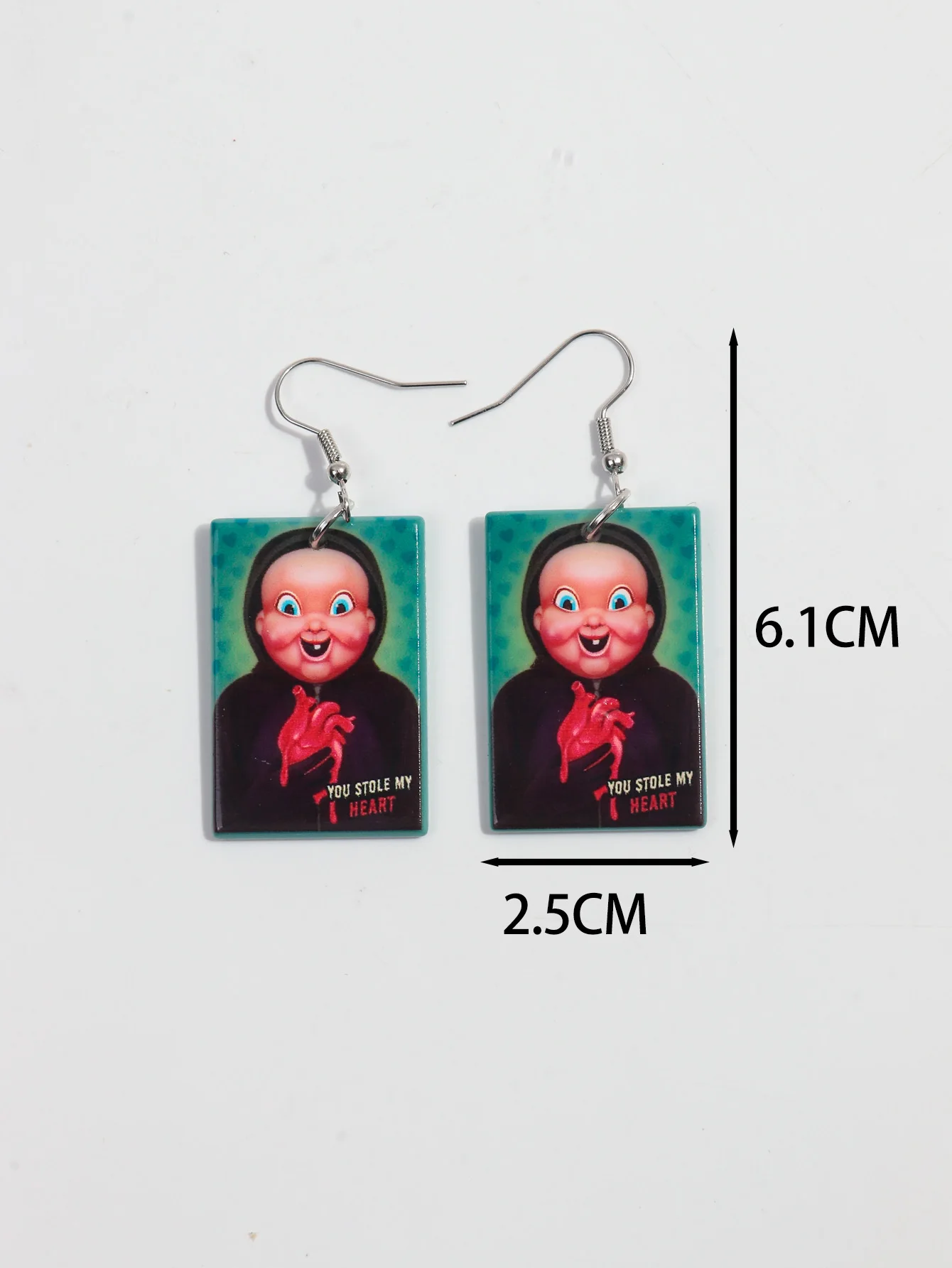 Gothic Acrylic Geometric Horror Movie Character Dangle Earrings for Women Girls Creepy Rectangle Earrings Valentine's Day Gifts