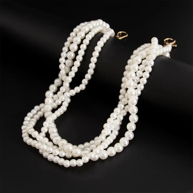 Y3NE Elegant Elegant Pearls Chain Belt สำหรับผู้หญิงที่ปรับได้และพกพาสำหรับการสวมใส่ในชีวิตประจำวันและกิจกรรมพิเศษ