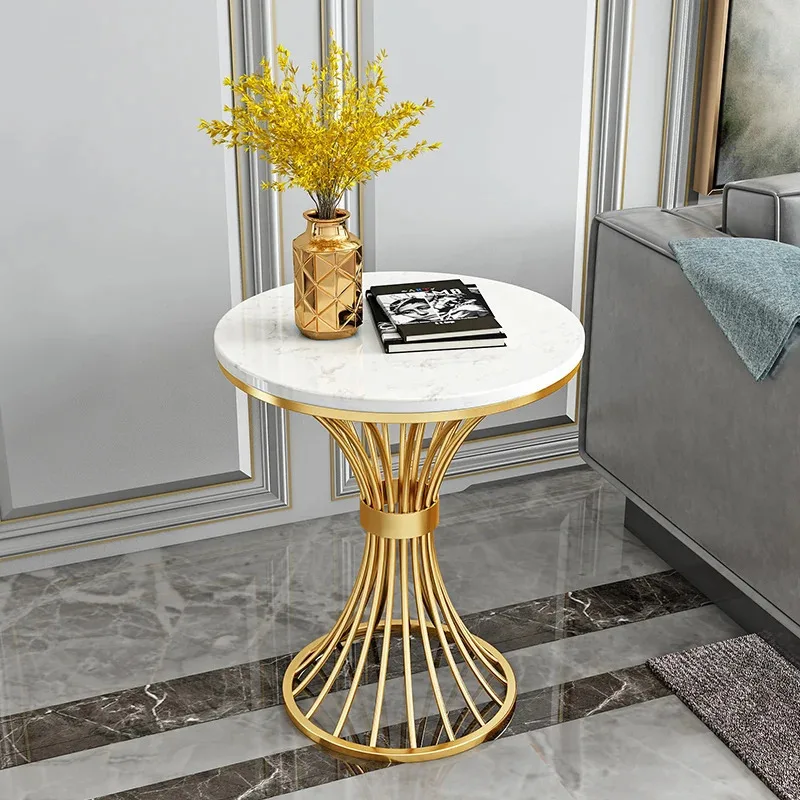 Design Luxury Side Table Metal Iron Nordic Korea Round Small Side Table Black Gold countertop De Centro De Sala Attic Decoration