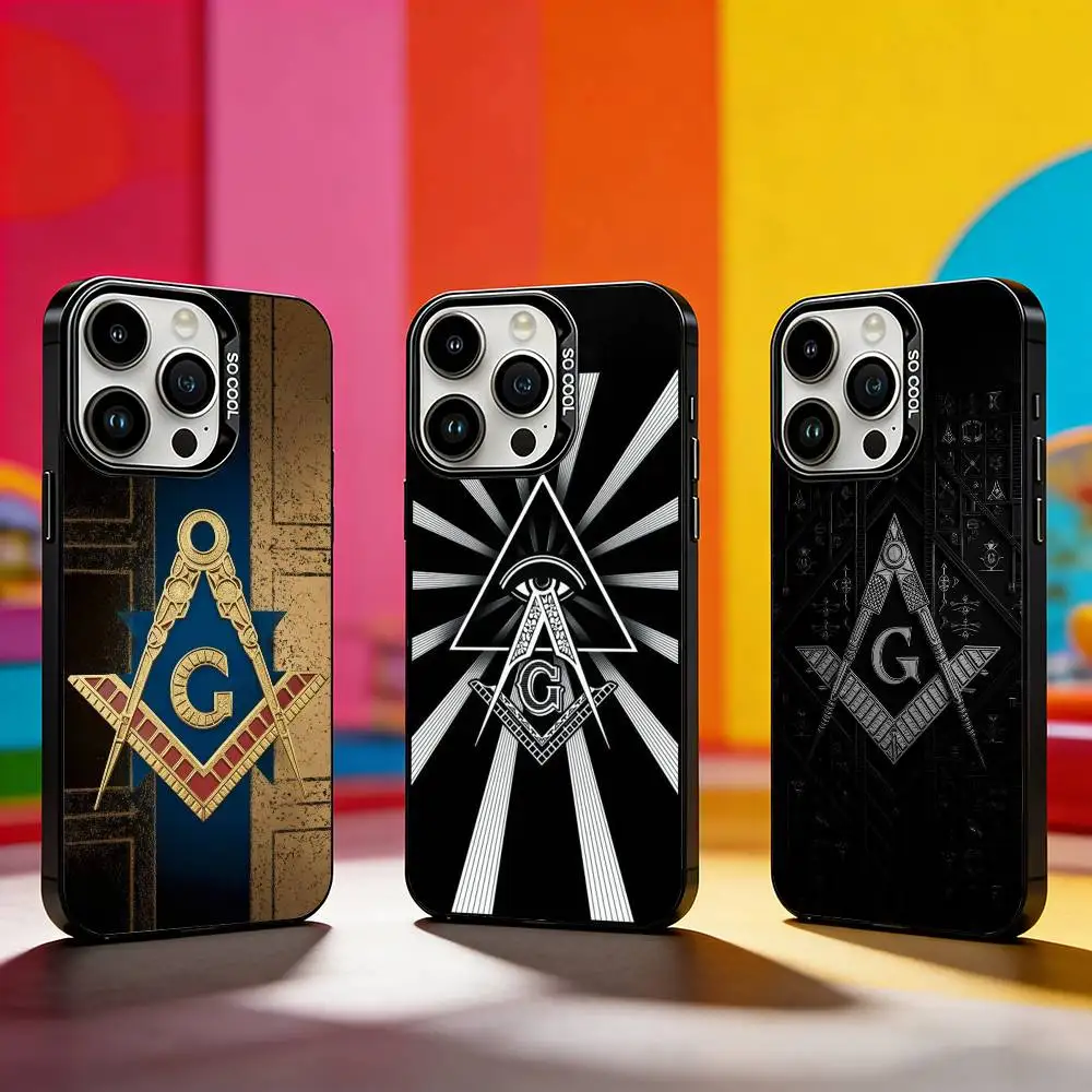 

Freemasonry Symbol Phone Case For iPhone 17,16,15,14,13,12,11 Plus,Pro Max,XS,Colored silver phone case