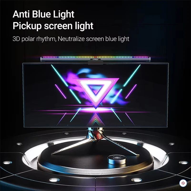 LYMAX D015 Curved Surface Monitor Lamp RGB Backlight Eye-Care Anti-blue Light Dimming Computer Screen Hanging Light for Game