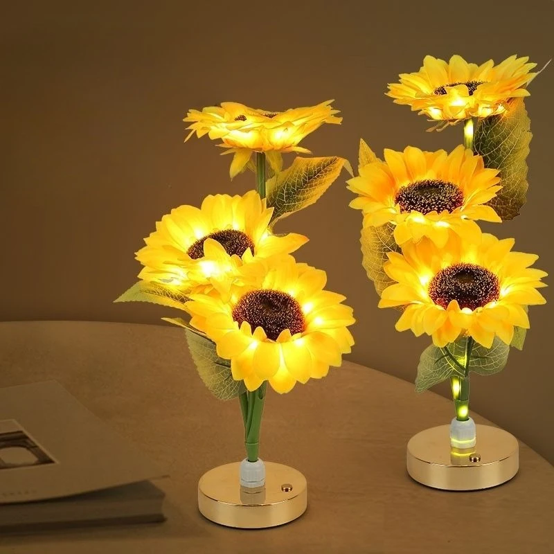 Bouquet Decorative Table Lamp Rechargeable Sunflowers Nightlight Girls Bedroom Ornament