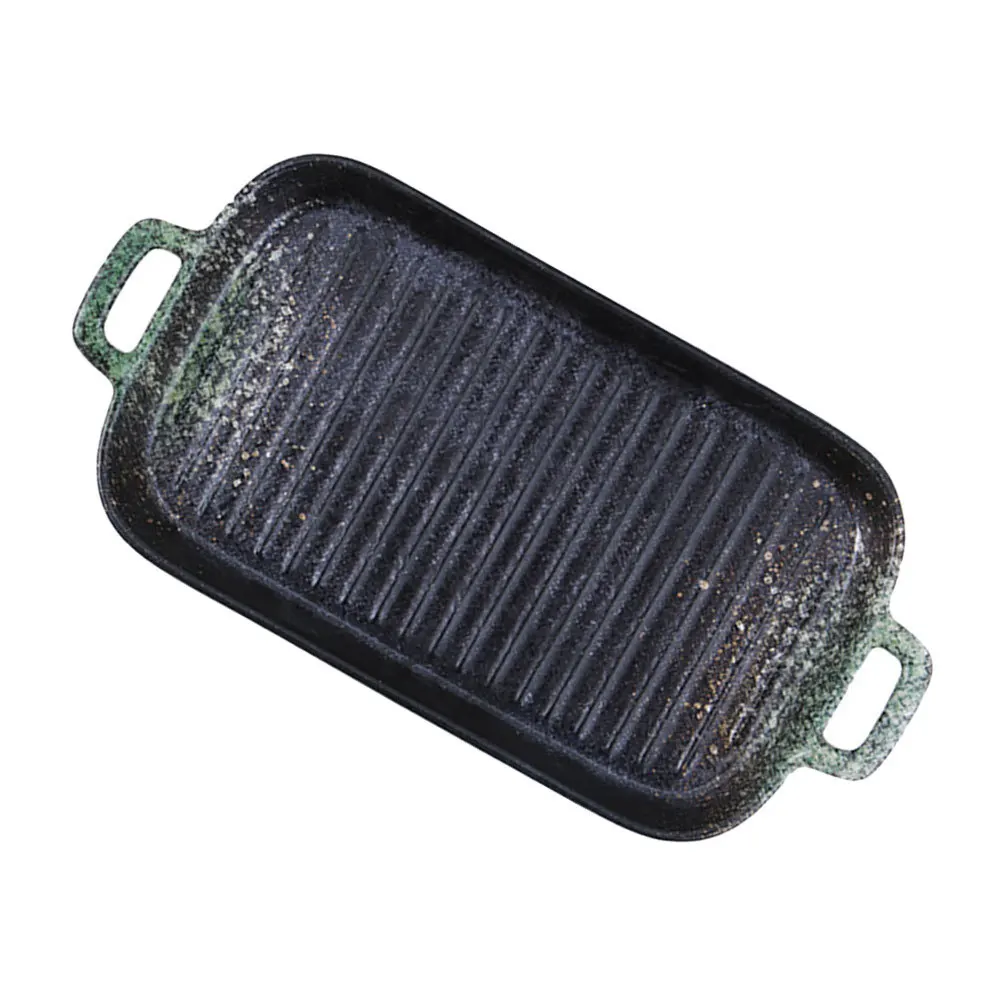 

1Pcs Ceramic Baking Tray High Temperature Resistant Roasting Plate with Dual Handles for Oven Microwave Grilling Healthy