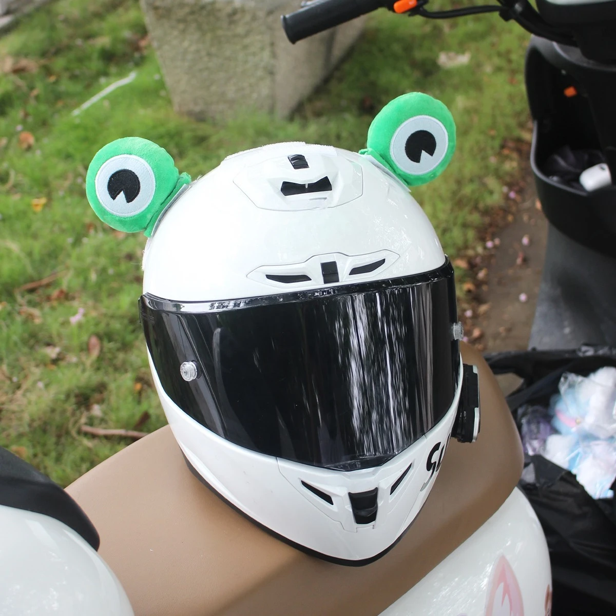 

Персонализированный скутер с лягушным глазом, мотоциклетный шлем, орнамент, съемные аксессуары для лыжного шлема, универсальные