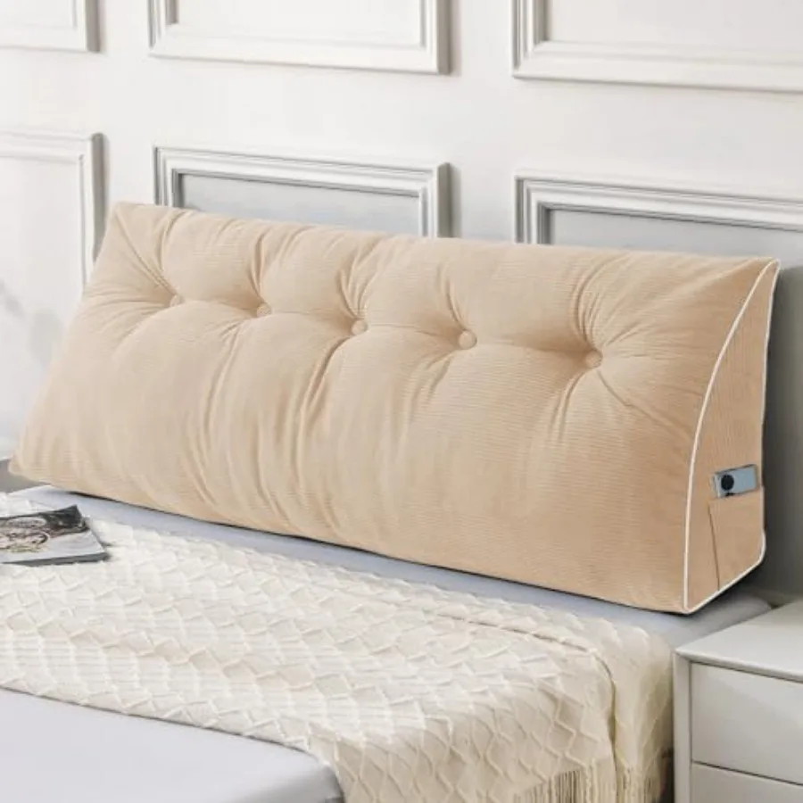 

Headboard Pillow Wedge Pillow Headboard for Sitting Up in Bed Back-Rest Support Triangular Cushion for Reading - Features Remov