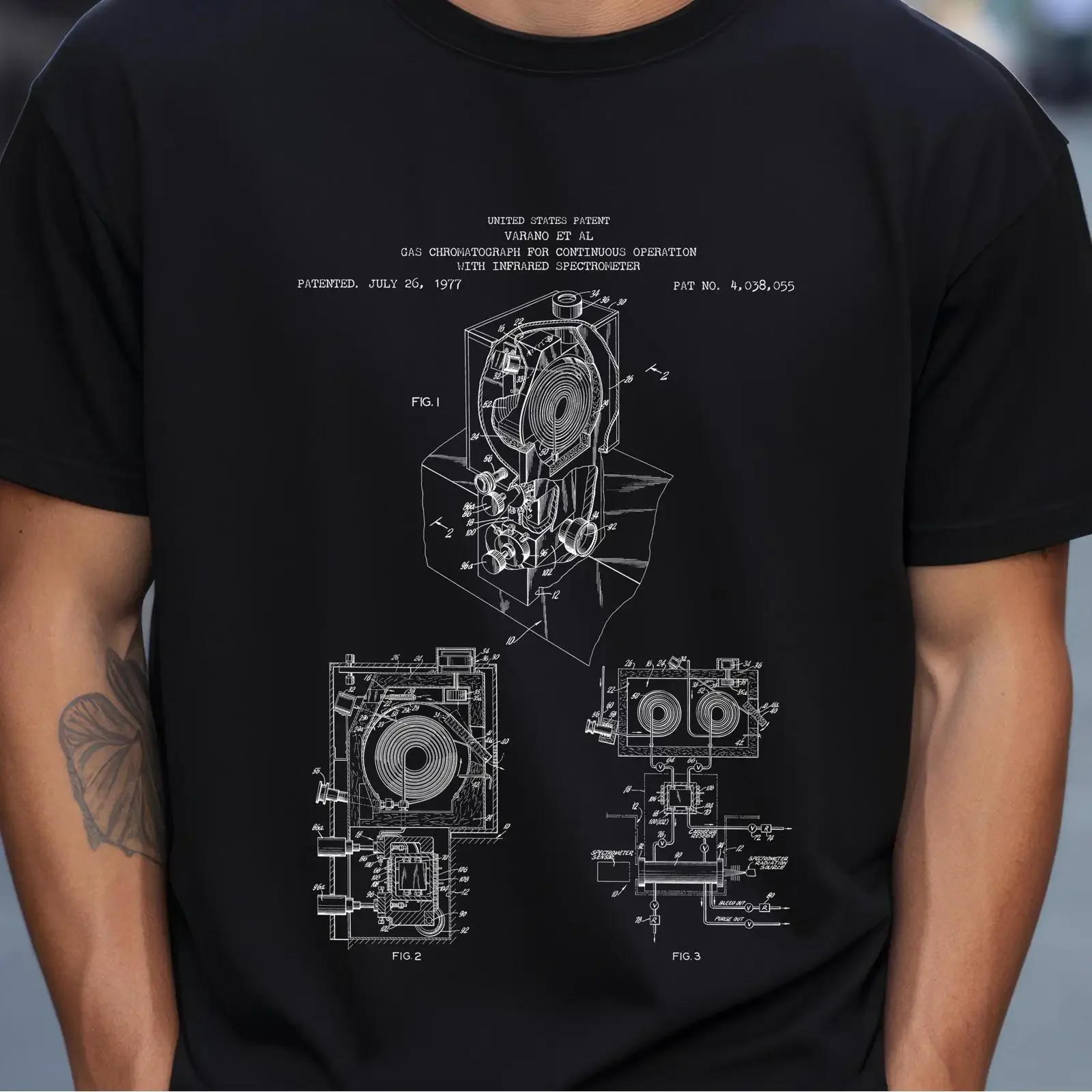 Vintage 1977 US Patent Gas Chromatograph T Shirt for Chemistry Physics Scientist Researcher Chemist vintage Washed fashion