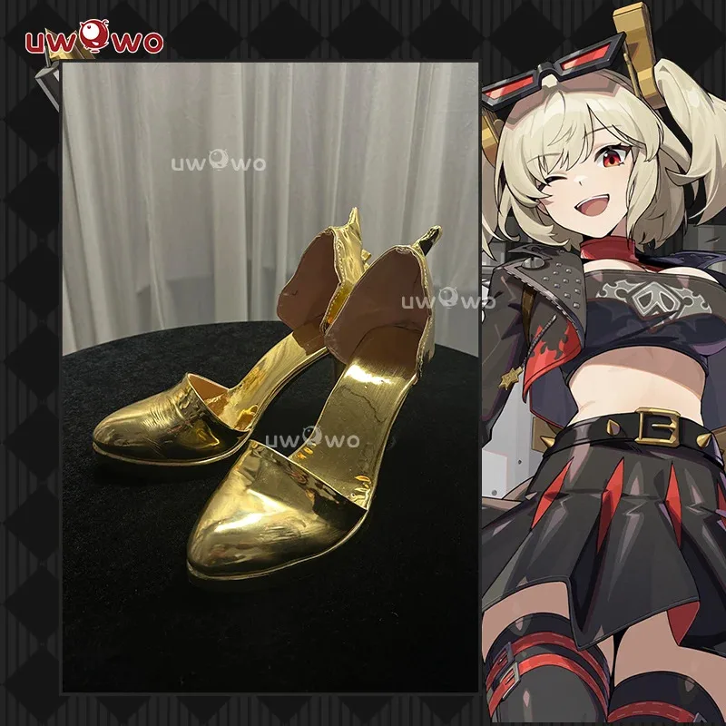Zizi 2025 UWOWO Game Zenless Zone Zero ZZZ Burnice Whita Cosplay Size35-45 حذاء بكعب عالٍ ذهبي مرحباً
