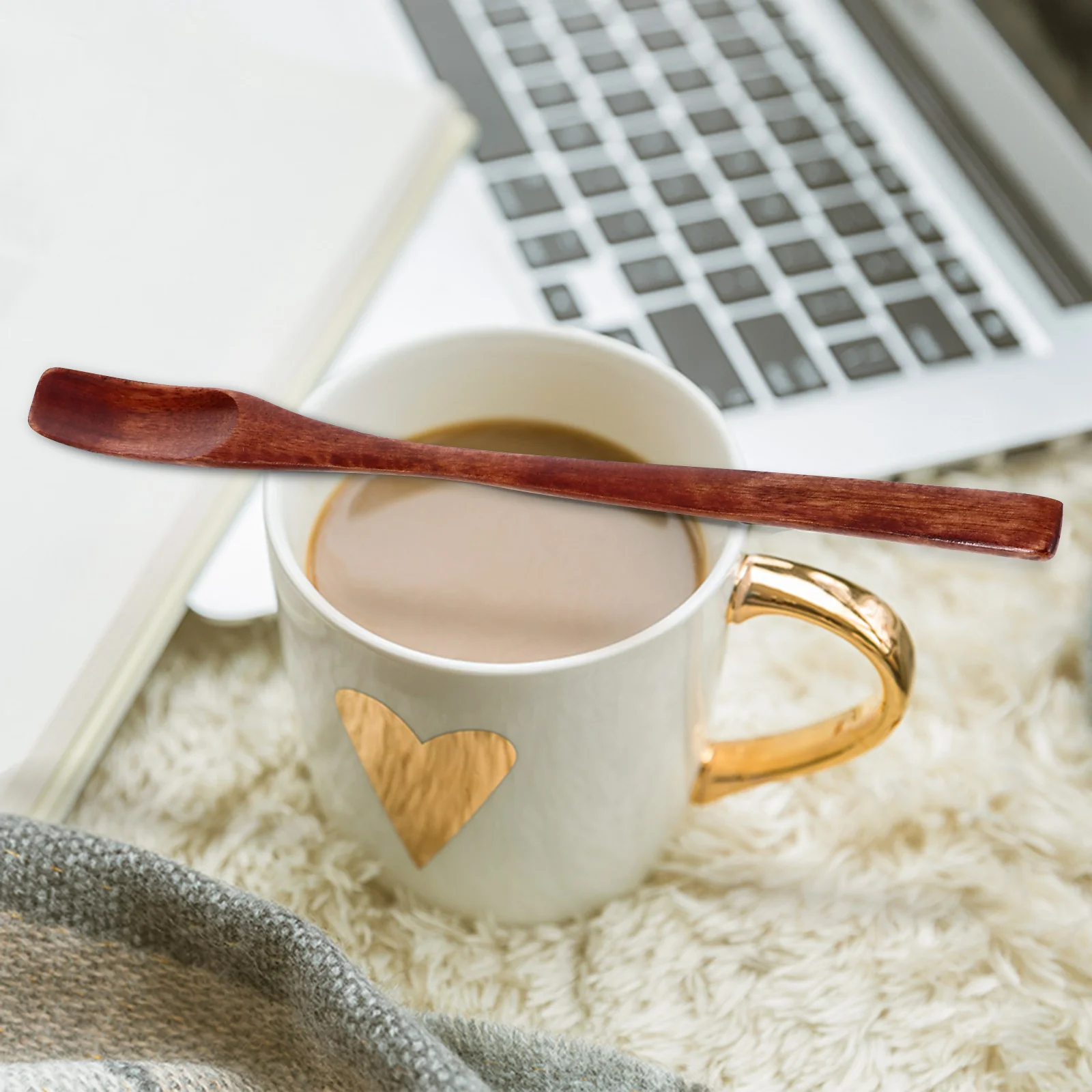 

5pcs Coffee Honey Stirring Spoon Wooden Honey Dipper For Syrup Mixing Long Handle Smooth Kitchen Tool Gift Stir Stick