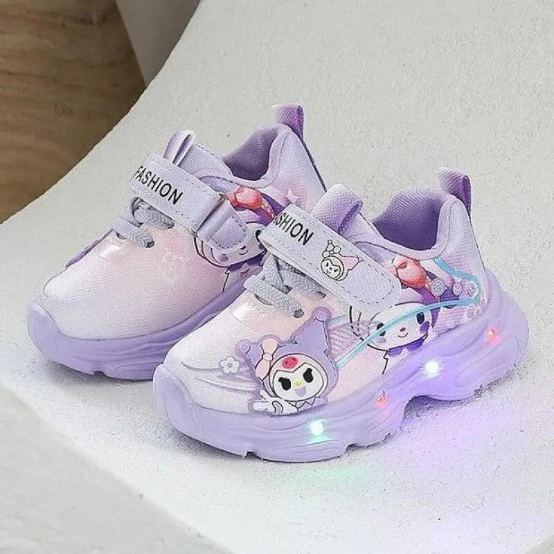 

Sanrio Kuromi Girls Led Sneakers Cute Dad's Shoes Children's Casual Shoes Spring Autumn Anime Anti-Slip Outdoor Sports Shoes