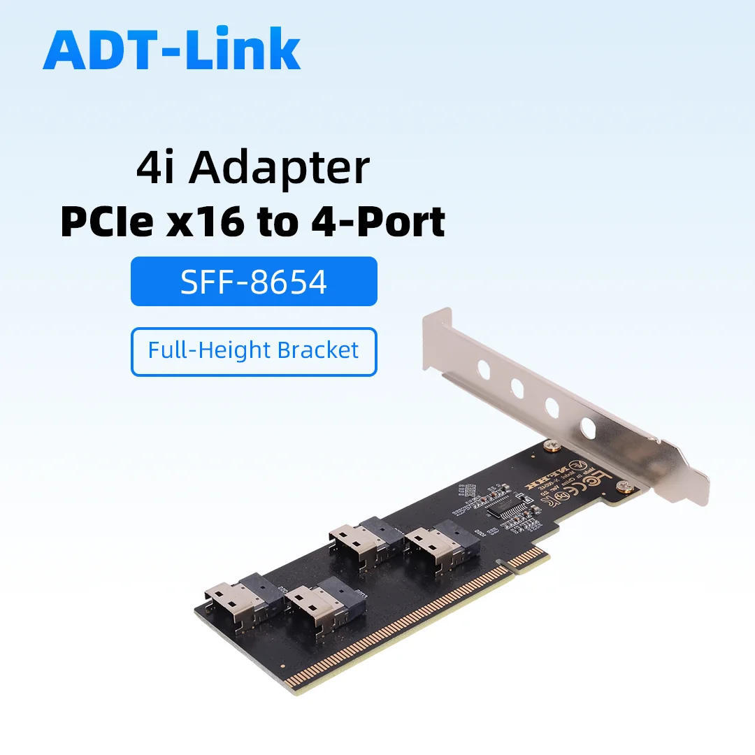 

PCIe X16 To 4-port SFF-8654 4i x4 Array Expansion Adapter Card for Motherboard PCIe Splitter Card SFF-8639 U.2 SSD SFF8654