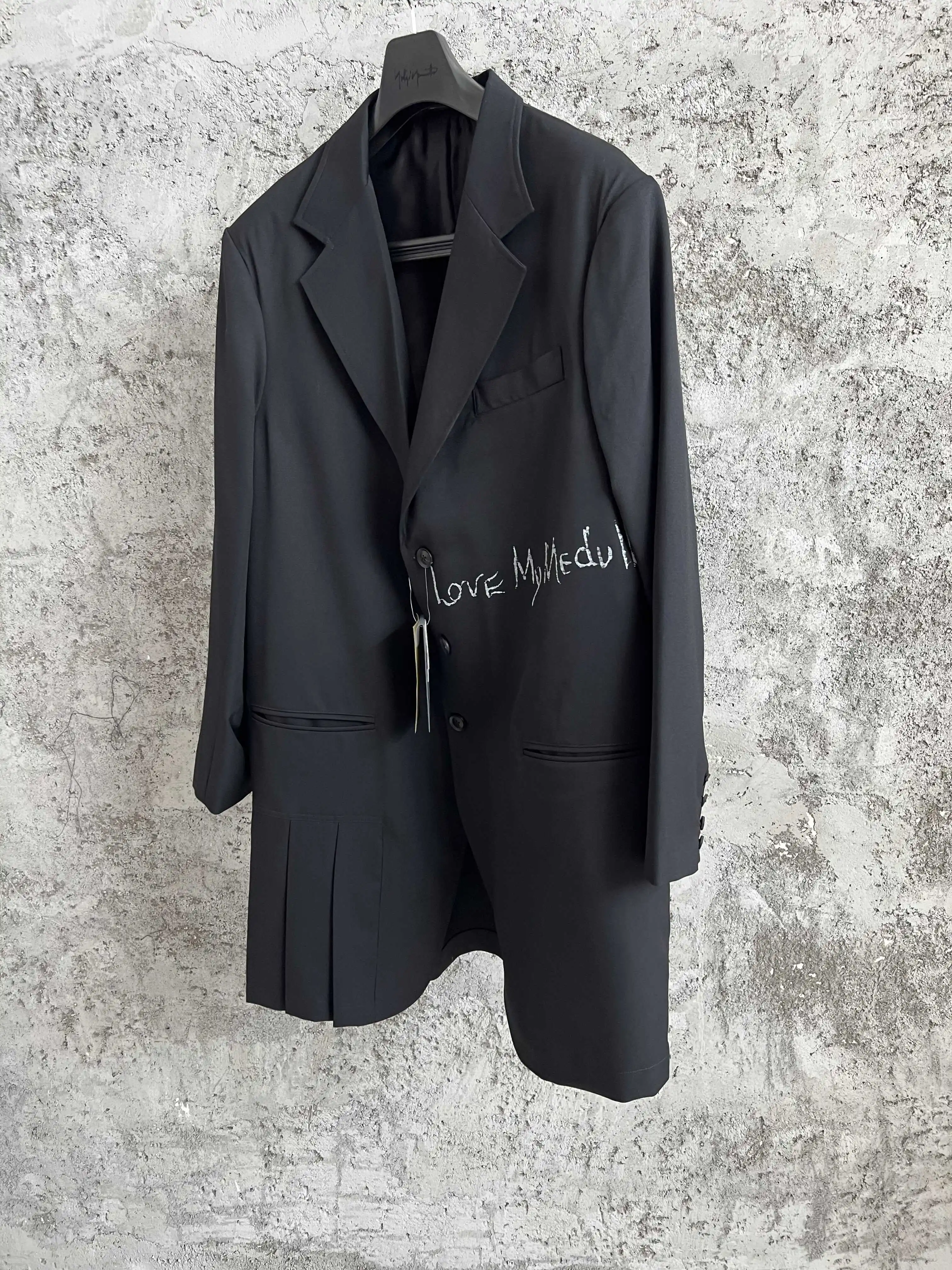 

TOP-YAMAMOTO original design Japanese printed single-breasted casual jacket, men's wool coat, dark style