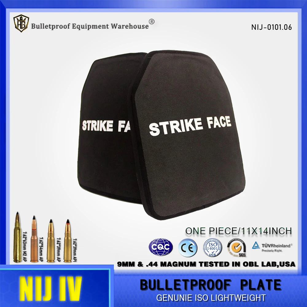 Level 4 NIJ IV 0.0101.06 Military 25mm Ceramic plus PE 11*14 Inch Bulletproof Plate Combat Independent Self-Defense Armor AK47