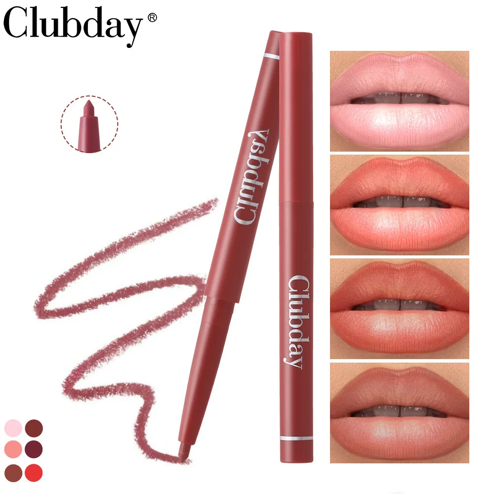 Clubday 6 colores mate color nude delineado delineador de labios duradero impermeable fácil de colorear lápiz labial antiadherente