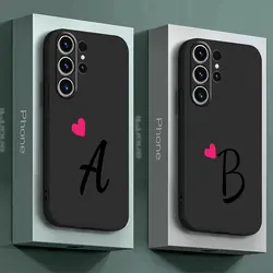 Phone Case for Samsung Galaxy S20 S24 Ultra S21 5G S23 Ultra S22 Plus S21 FE Initial Letter A-F Love Heart Couples Cover
