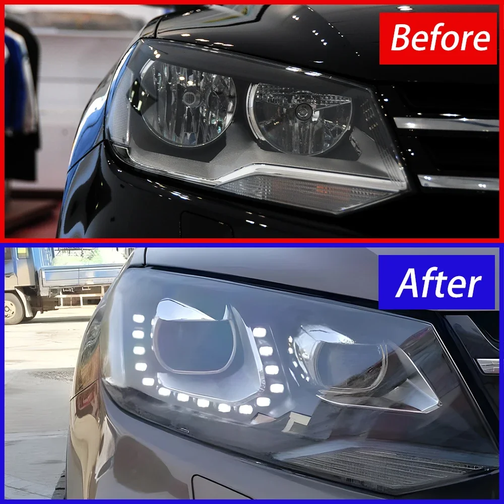 

Передняя фара для VW Touareg 2011-2015: Обновленный стиль, светодиодный проектор, линзованный блок, с функцией мигания, аксессуары