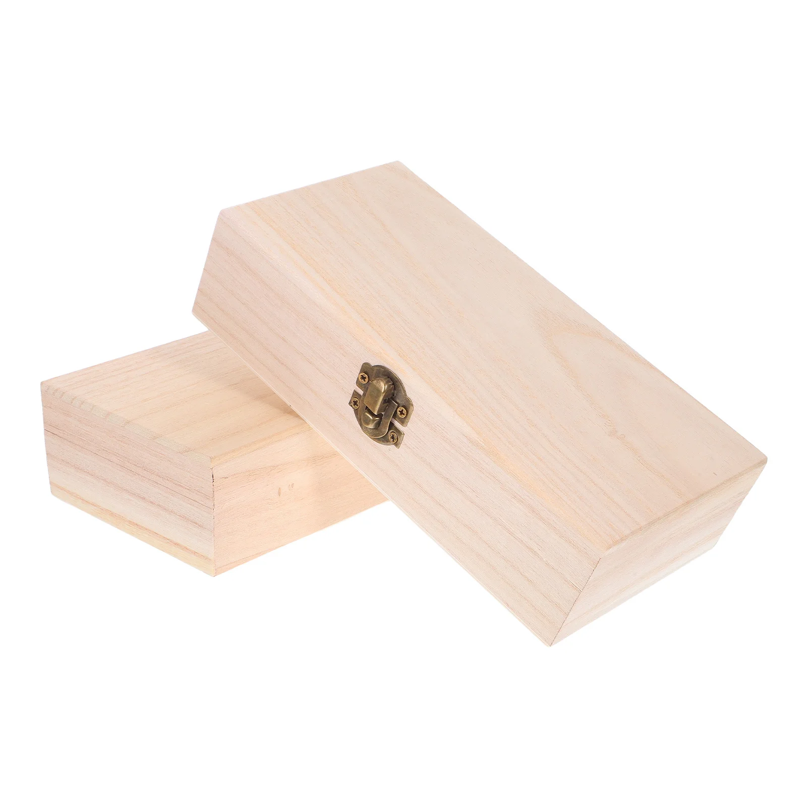 

2pcs Unfinished Wood Storage Box Natural Wooden Treasure Chest For Jewelry Keepsakes Crafts Diy Painting Home Decor Gift Box