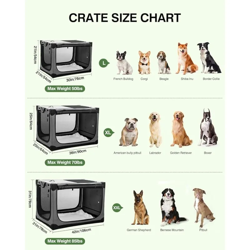 

30 Inch Collapsible Tra el Dog Crate for Medium Large Dogs, Portable Dog Crate 4-Door Foldable Soft Kennel with Durable Mesh Win