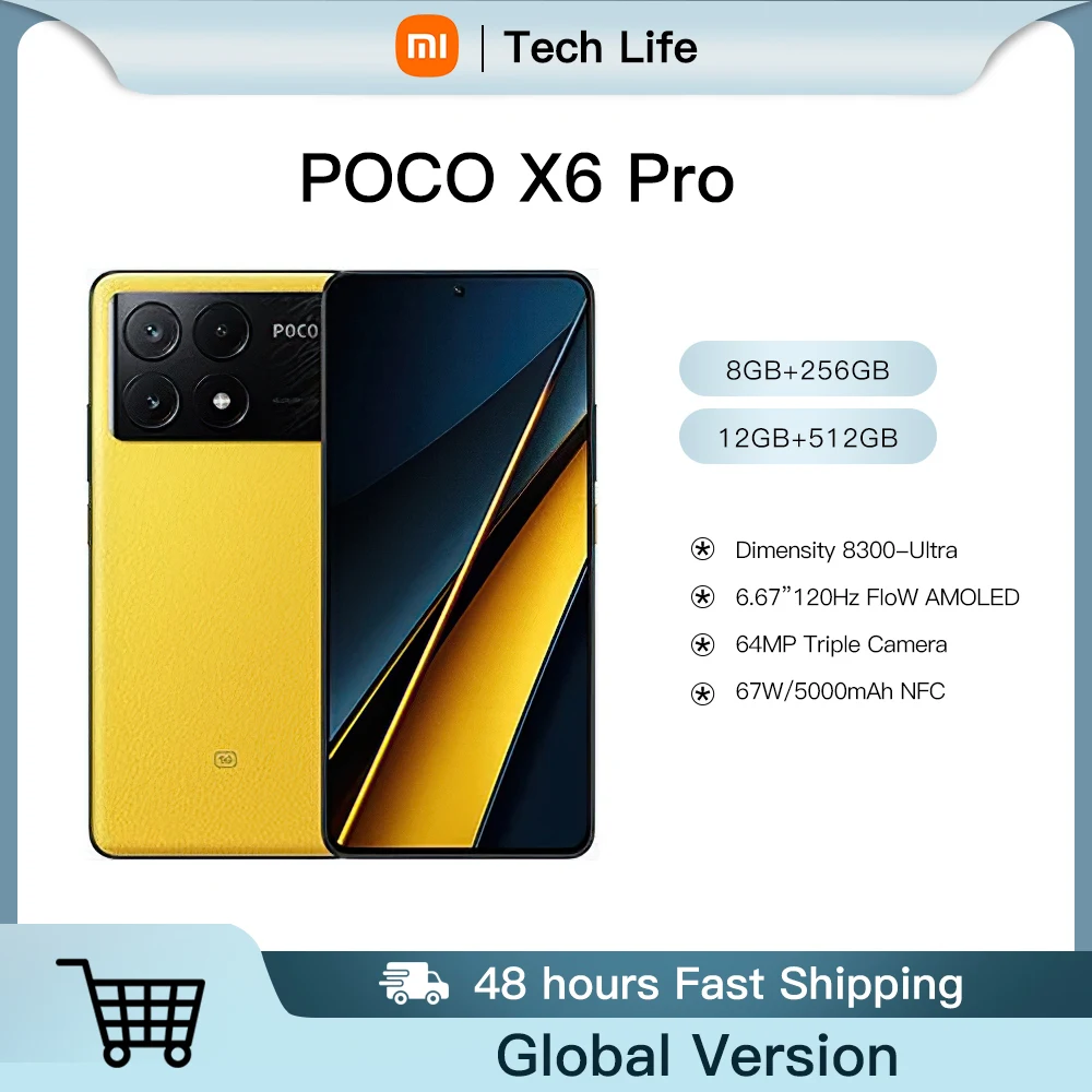 

POCO X6 Pro 5G Global Version Smartphone 67W turbo charging 6.67" 1.5K Flow AMOLED DotDisplay 64MP camera Dimensity 8300-Ultra