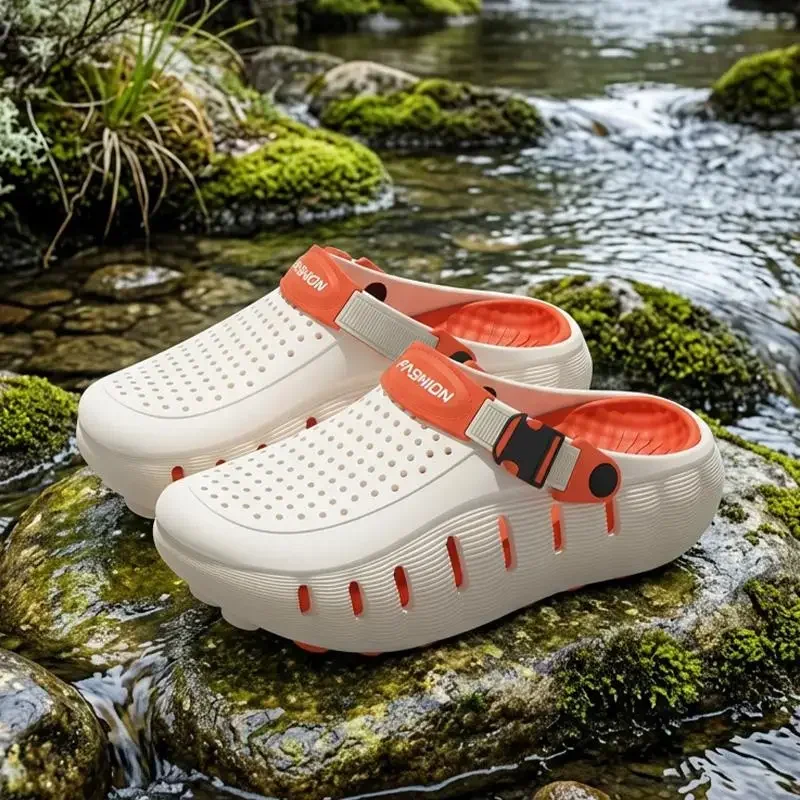 Atmungsaktive Outdoor-Herrenschuhe mit Löchern, Sommer 2026, Weiche Sohle, Cloud EVA, Fahr- und Strandpantoffeln, Rutschfeste Geschlossene Zehenpartie, Gartenschuhe für Männer – Detail 9