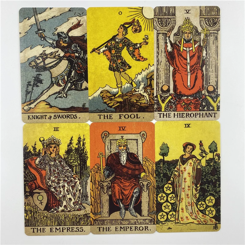 Vergoldetes, randloses Edition-Rider-Tarotkarten-Deck mit Papierführer, englische Sicht, klassische Wahrsagerei, Brettspiele – Detail 3