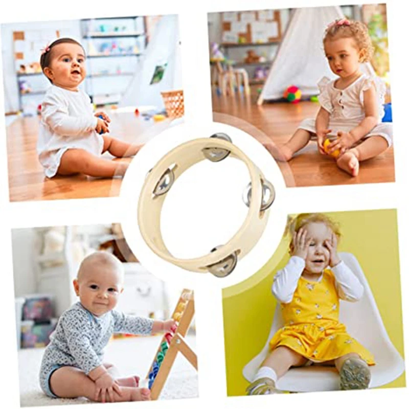 Hand Drums Tambourine Wood For Kids Music Kids Party Noisemakers Musical Educational Instrument