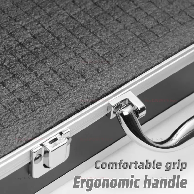 Aluminum Tool Box Portable Instrument Storage Case with Sponge Lining Impact Resistant Handheld Toolbox 30x17x8cm for Workshop