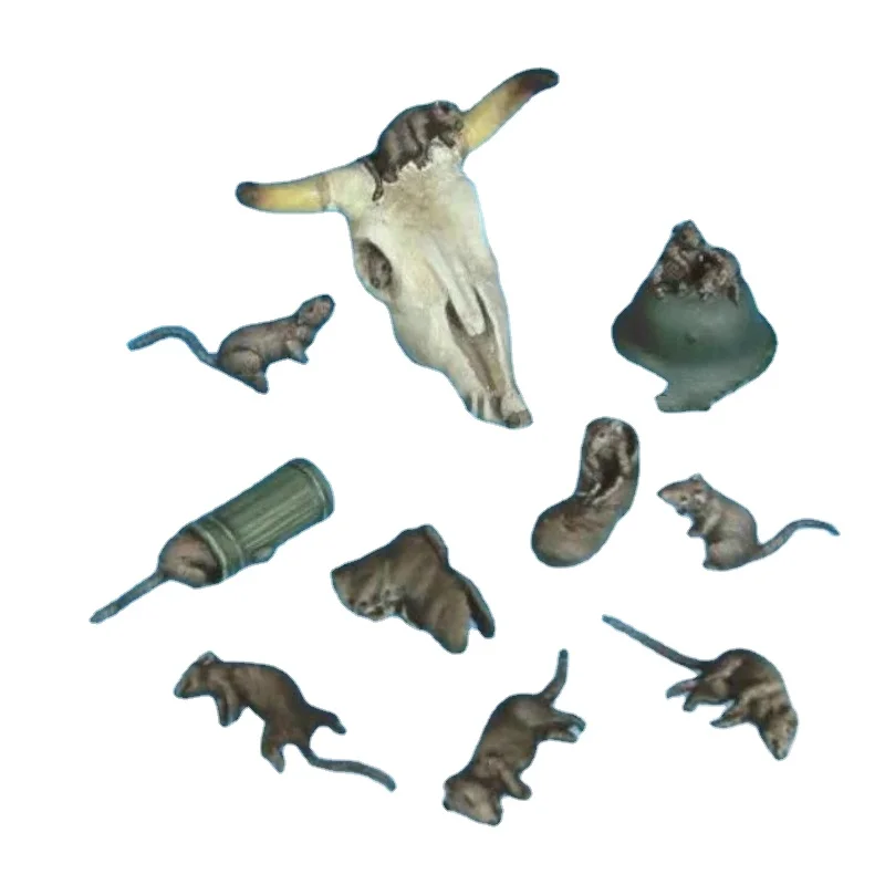 1/35 Scale Resin Animal Model Assembly Kit Mouse and Waste Hobby Miniature Figure Unassembled Unpainted Diy Diorama Toys