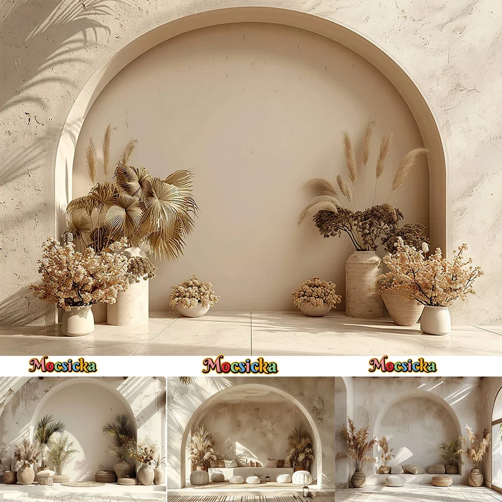 Retro Palace Arched Wall Background for Girl Wedding Party Pregnant Woman Art Portrait Boho Style Backdrop Studio Supplies Decor