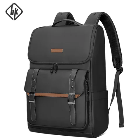 HK Vintage 17.3 inch Laptop Backpack Men Anti-theft Travel Backpack…