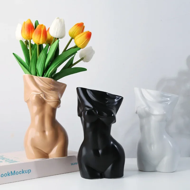 

Nordic Female Body Art Vase Home Decor Ceramic Flower Woman Girl Statue Sculpture Modern Room Wedding Decoration Gift