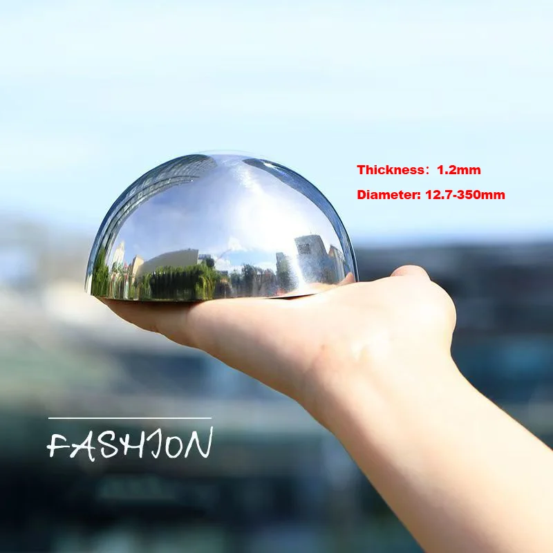 1.2mm Thick Stainless Steel Ball Head Wall Decoration Hemispherical Mirror Hollow Sealed Semicircle OD 12.7/16/19/20/22mm-350mm