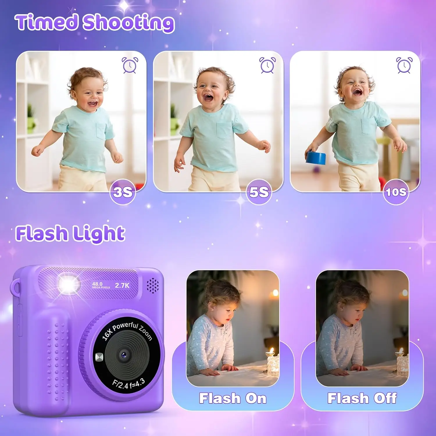 VATOS Instant Print Camera 2.4 "1080P HD Video Digitale Camera voor Kinderen Meisjes met Fotolijst Print papier Kerst Verjaardagscadeau