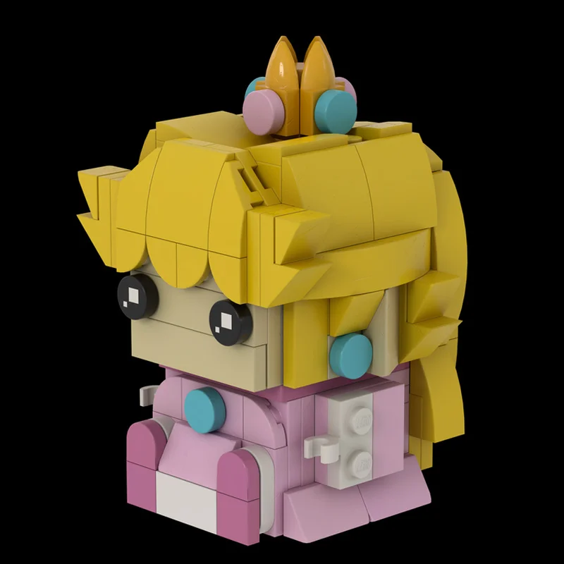 Image of 164-teiliges MOC Prinzessin Peach Großkopf-Figurenmodell Bausteine Heimdekoration Schreibtisch-Ausstellungsstück Akzent-Sammlerstück Geschenk für Erwachsene