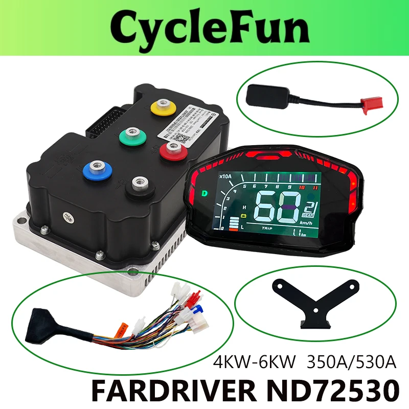 

FarDriver 4KW-6KW ND72530 BLDC синусоидальный контроллер 350A со спидометром DKD для электрических мотоциклов, комплекты для переоборудования скутеров