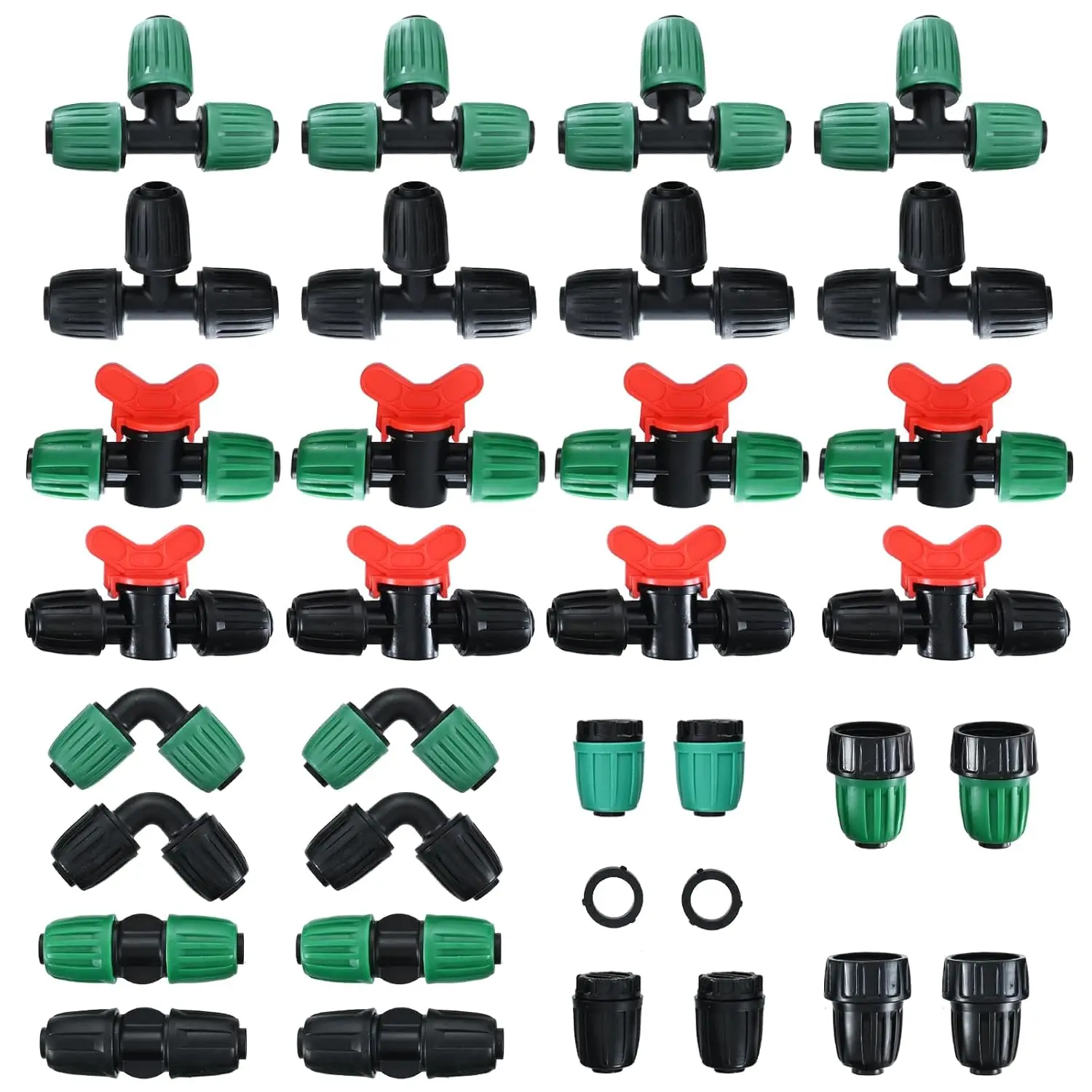

32 Pcs 1/2 Inches Tubing Irrigation Fittings Kit 1/2 ID X 0.6-0.63 OD 16 Mm Drip Irrigation Barbed Connectors