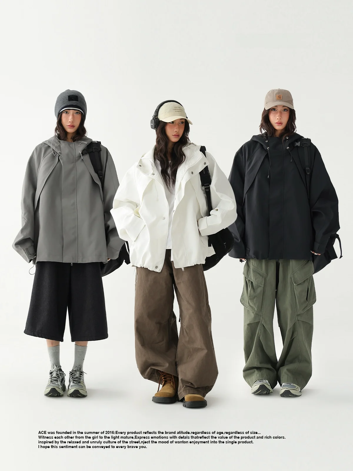 

Женская свободная куртка-ветровка AceStudios оверсайз для активного отдыха, утепленная флисом, в американском стиле, для осени и зимы