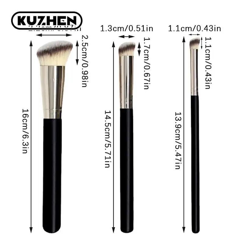 Escovas de maquiagem profissional para mulheres, corretivo, pó, blush, base líquida, rosto, ferramentas de maquiagem, preto, 1pc