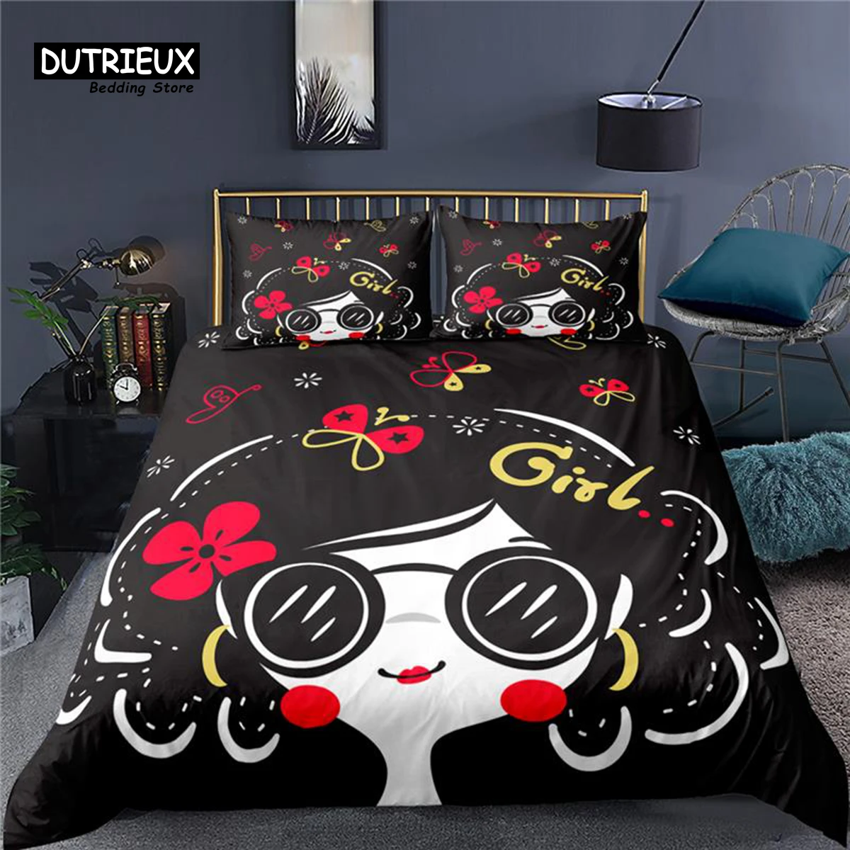 

Luxury 3D Abstract Art Girl Print Home Living Comfortable Duvet Cover Set Kids Bedding Set Queen and King EU/US/AU/UK Size