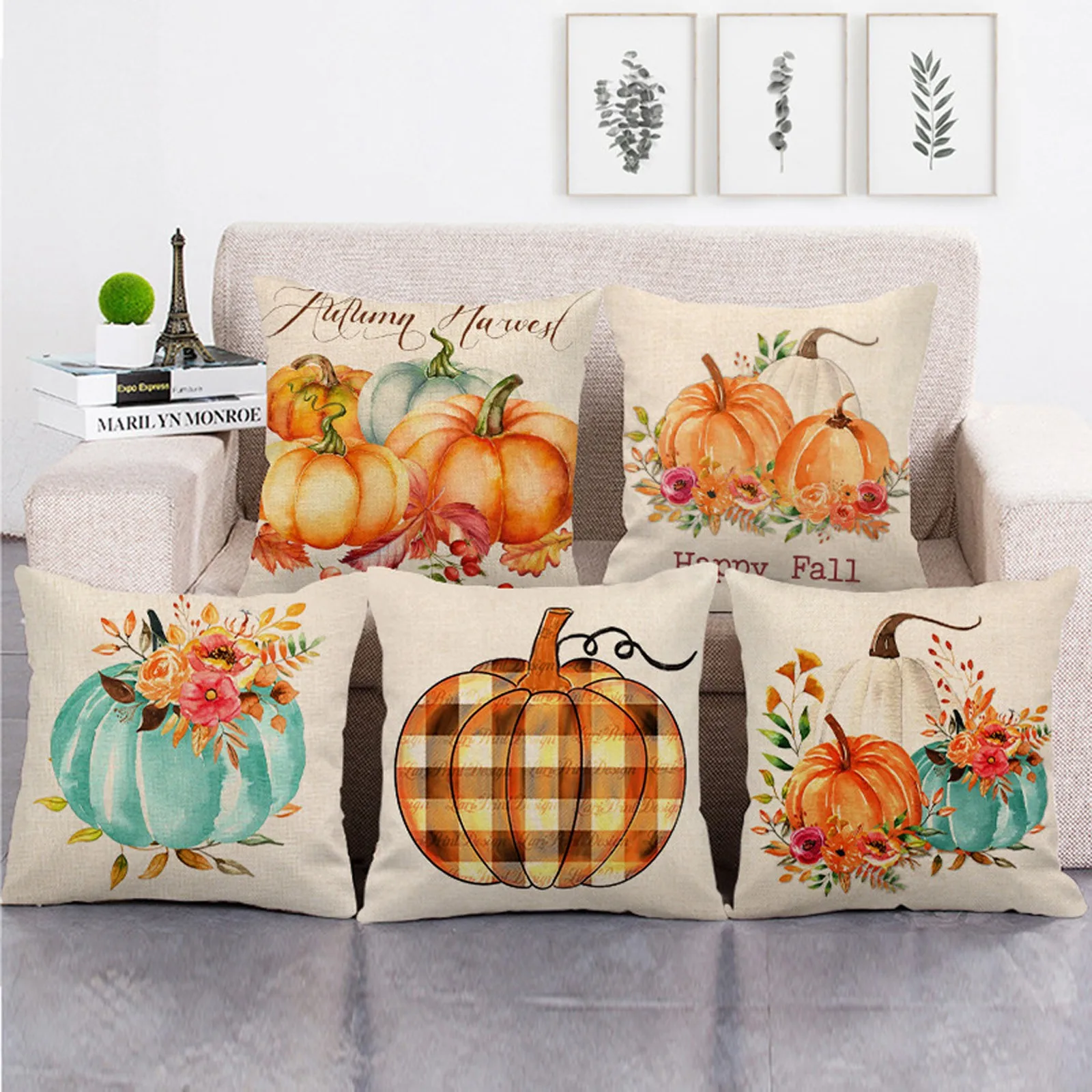 Happy Halloween Cushion Cover Pumpkin Bat Wizard Ghost Halloween Decor Throw Pillowcase Ornament Home Party Gift Pillowcase