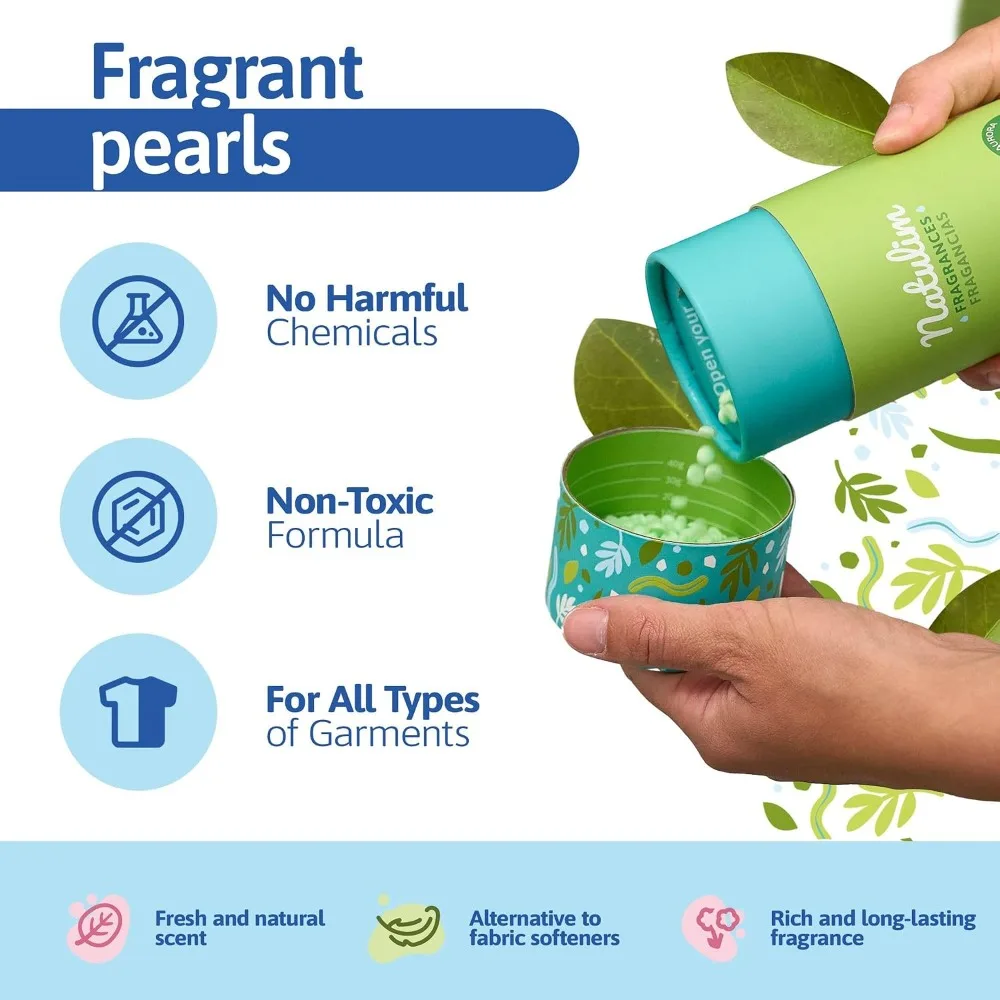 Long Lasting Fresh Floral Scent Booster Beads for Laundry In Wash Scented Pearls Fabric Softener Natural Odor Eliminator for Clothes Up to 30 Washes Aurora Forest view 5