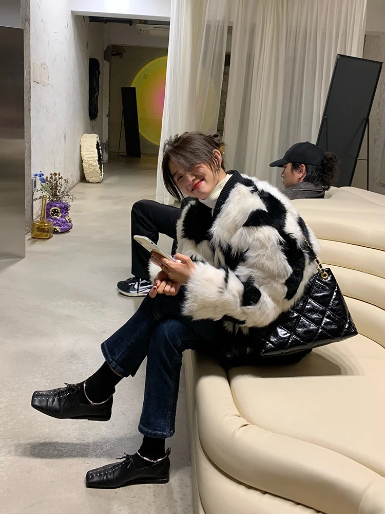 Jaet – manteau Long en laine tricoté pour jeunes femmes, nouvelle collection 2024, Sle v-ne, Version coréenne, imprimé, Sve ort