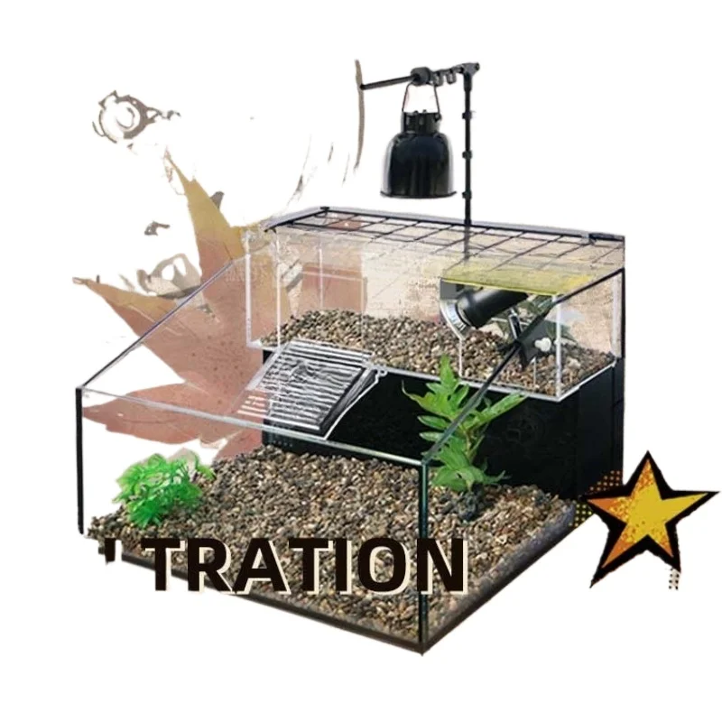 Flounder turtle tank household living room ecological tu rtle ta nk special feeding box desktop fish tank